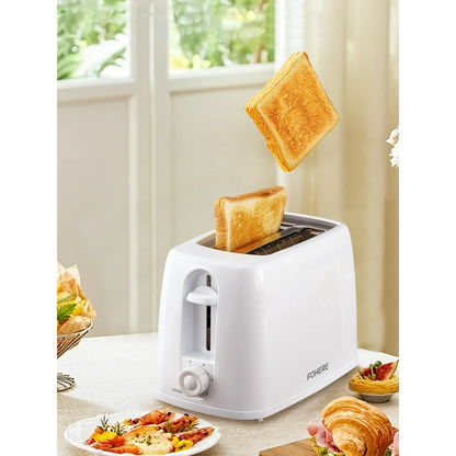 2-Schlitz-Toaster, 700W Brotröster, mit 6 Bräunungsstufen, herausnehmbarer Krümelschublade, für Brotwaffeln, Kabelaufwicklung an der Unterseite, Weiß