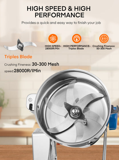 Elektrische Getreidemühle 2500g, Schaukel-Kräutermühle für trockene Gewürze und Kräuter