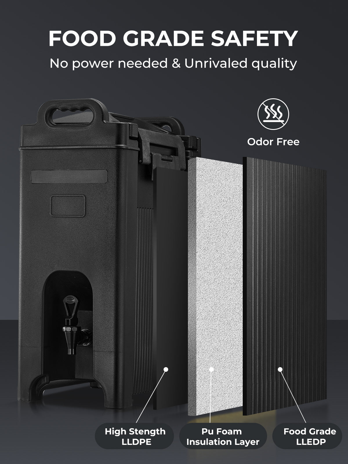 Insulated Beverage Dispenser 5-Gallon, Drink Dispenser with Dispenser Faucet, Handles, and Food-Grade Material, Cold Beverage Dispenser Perfect for Coffee, Tea, Party and Caterin