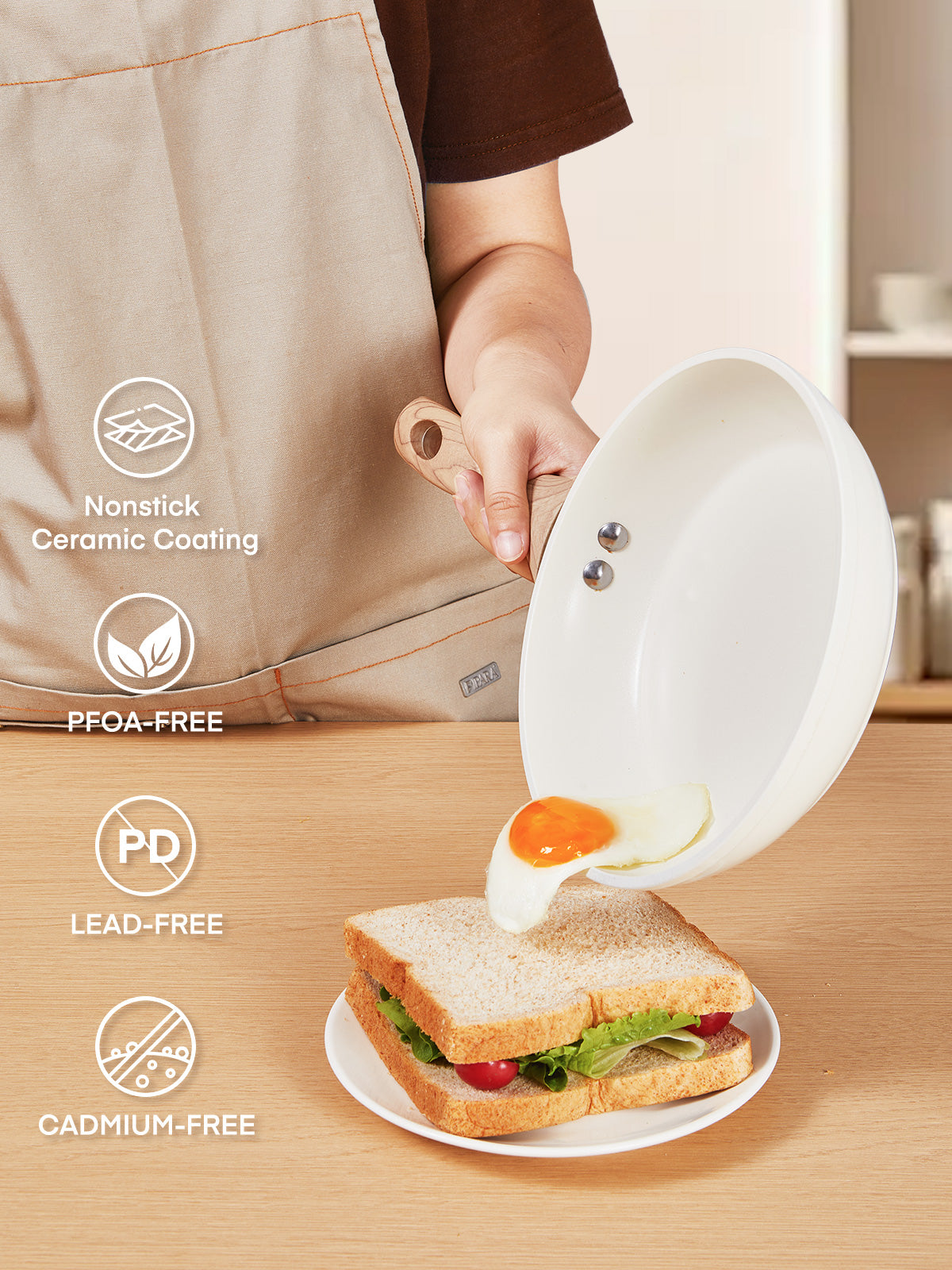FOHERE 12-teiliges Topf- und Pfannen-Set, Antihaft-Keramik-Kochgeschirr-Set, Küchen-Induktionskochset mit Pizzapfanne, Dampfgarer, Kochtöpfen, Bratpfannen (PFOS-, PFOA-frei)