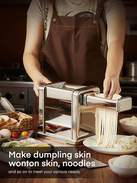Electric Pasta Maker Machine, Adjustable Thickness Noodle Maker for Spaghetti, Fettuccine, Lasagna & Dumpling Skins | 7-Level Customization, Food-Grade Stainless Steel, Easy Clean