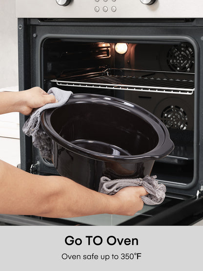 FOHERE 6Qt Slow Cooker mit Keramik-Innentopf, einstellbarer Zeit- und Temperaturregelung, automatischer Warmhaltefunktion, verzögerter Startfunktion