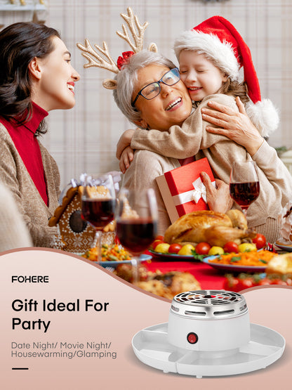 FOHERE Smores Maker für Tischplatte Indoor, mit 4 abnehmbaren Tabletts & 4 Röstgabeln, Geschenk, Weiß