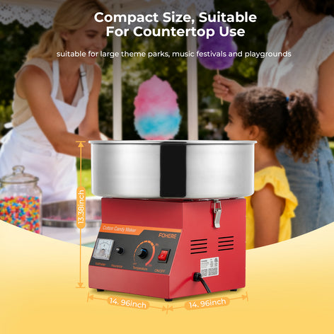 1000W Cotton Candy Machine Commercial, Cotton Candy Maker, Easy Use with 15 inch Stainless Steel Bowl and Sugar Scoop, Perfect for Home, Carnival, Kids Birthday, Family Party, Red