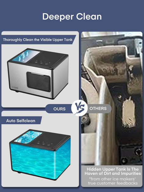 Countertop Nugget Ice Maker Newest Version, 40Lbs per Day, 5 Mins Ice Output, Self-Clean, Fingerprint-free Stainless Steel, Glossy Glass Touch Panel, FOHERE