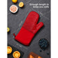Oven Mitts, Heat Resistant Kitchen Oven Gloves 572°F, Non-Slip Silicone Surface, Extra Long Flexible Thick Mitts for Kitchen , Cooking , Baking , BBQ , Grid Red