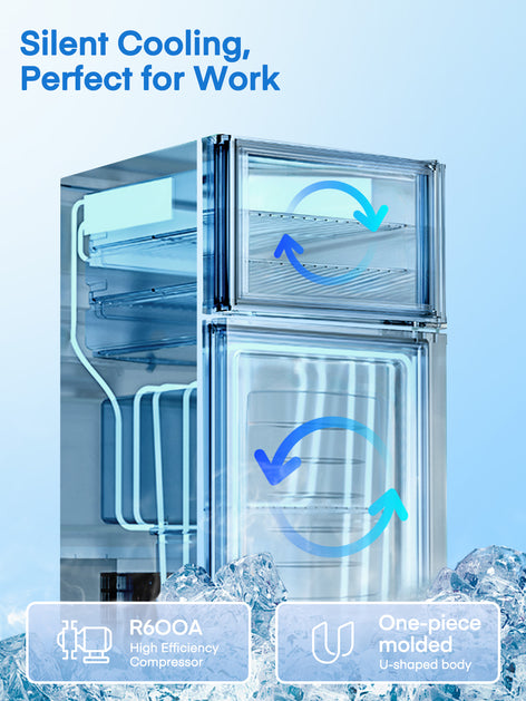 Double Doors Mini Fridge with Top Freezer, Small Fridge with Temperature Control and Ice Tray, 3.1 Cu.ft