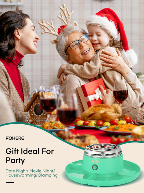FOHERE Smores Maker Tabletop Indoor, Flameless Electric Marshmallow Roaster with 4 Detachable Trays & 4 Roasting Forks, Movie Night Supplies & Housewarming Gift, Green