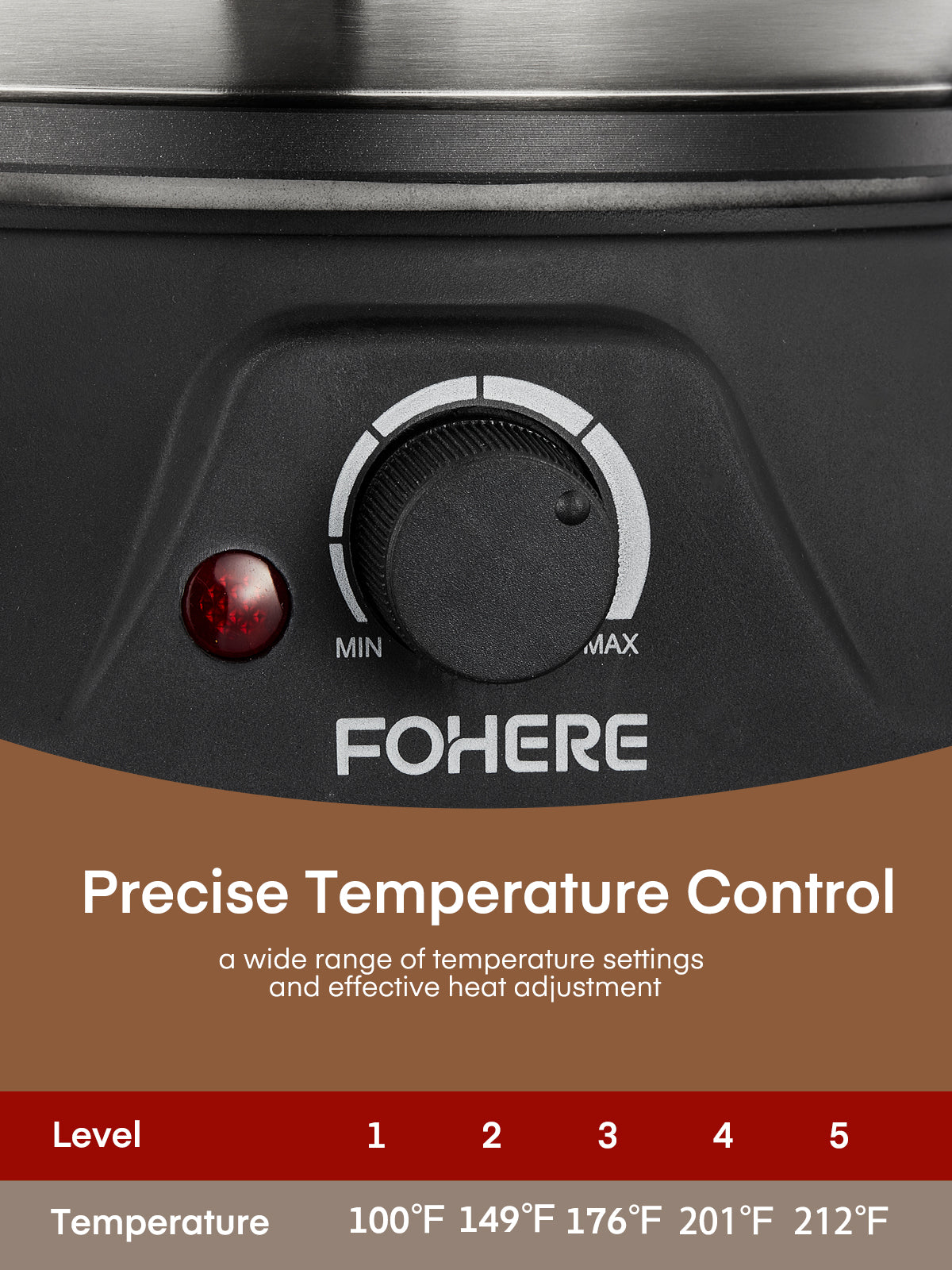 FOHERE Elektro-Fondueset mit 1500W Leistung Temperaturregelung für Käse, Schokolade, Öl und Brühe, 2L Antihaft-Elektro-Fonduetopf mit 8 Gabeln, 6 Tassen, Silber