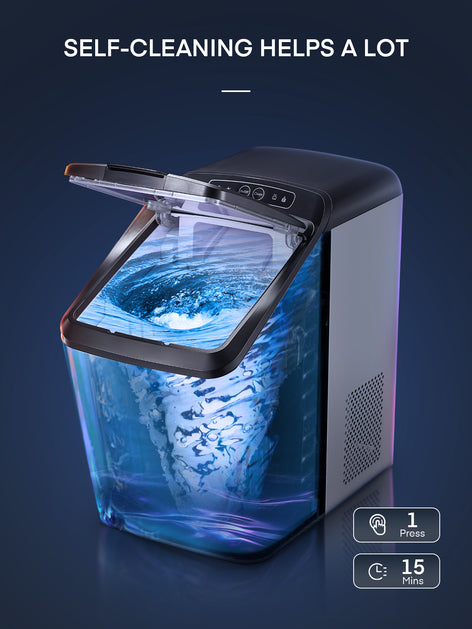 Nugget Ice Maker Countertop, 35Lb Pebble Pellet Ice per Day, 5 Mins Production Time, Auto-Cleaning, Stainless Steel