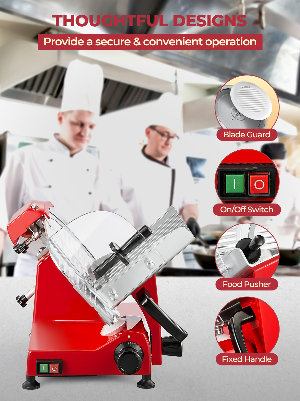 FOHERE Fleischschneidemaschine Gewerblich 300W, 25,4 cm (10 Zoll) Elektrische Aufschnittmaschine, Premium Verchromtes Stahlmesser, Halbautomatische Fleischschneidemaschine für den gewerblichen Einsatz