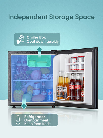 1,6 Cu. ft Minikühlschrank mit Gefrierfach, kleiner Kühlschrank für Büro, Zimmer, Edelstahl