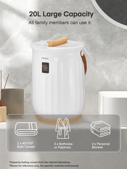 20L Handtuchwärmer für das Badezimmer, luxuriöser großer Spa-Handtuchwärme-Eimer, 15/30/45/60 Min. Auto-Abschaltung, mit LED-Bildschirm, Griff, passend für Handtücher, Decken, Bademäntel, Schlafanzüge, für Sie & Ihn