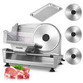 FOHERE Meat Slicer, 250W Deli & Food Slicer with Three 7. 5inch Stainless Steel Blades and Food Tray, for Bread Fruit Vegetable ,Silver