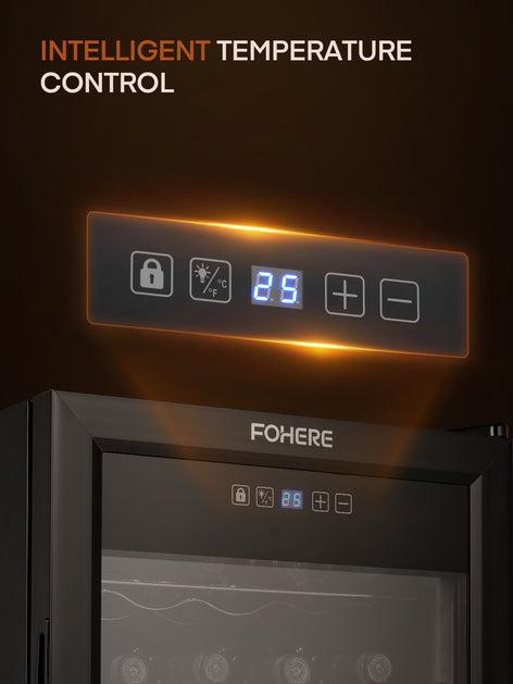 28 Bottles Wine Fridge, 2.4 Cu.ft Wine Cooler Refrigerator with 41-64℉ Digital Temper Control, Black