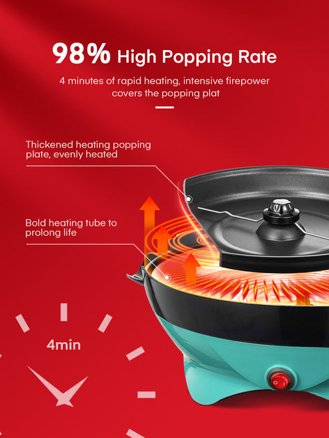 FOHERE Popcorn Machine, 28cups Popcorn Maker with Stirring Rod