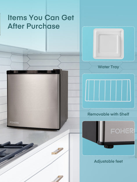 1.6 Cu. ft Mini Fridge with Freezer, Small Refrigerator for Office, Room, Stainless Steel