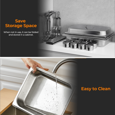 9.5QT Chafing Dish Buffet Set 4 Pack, Stainless Steel Chafing Dish Buffet Set with Full/1/2/1/3 Pans, Buffet Servers and Warmers for Catering, Weddings, Parties & Events