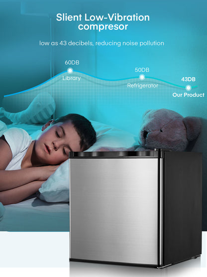 1.1 Cu Ft Mini Upright Freezer, Compact Countertop Freezer, 7-Level Thermostat, Quiet Operation, Reversible Door, Stainless steel
