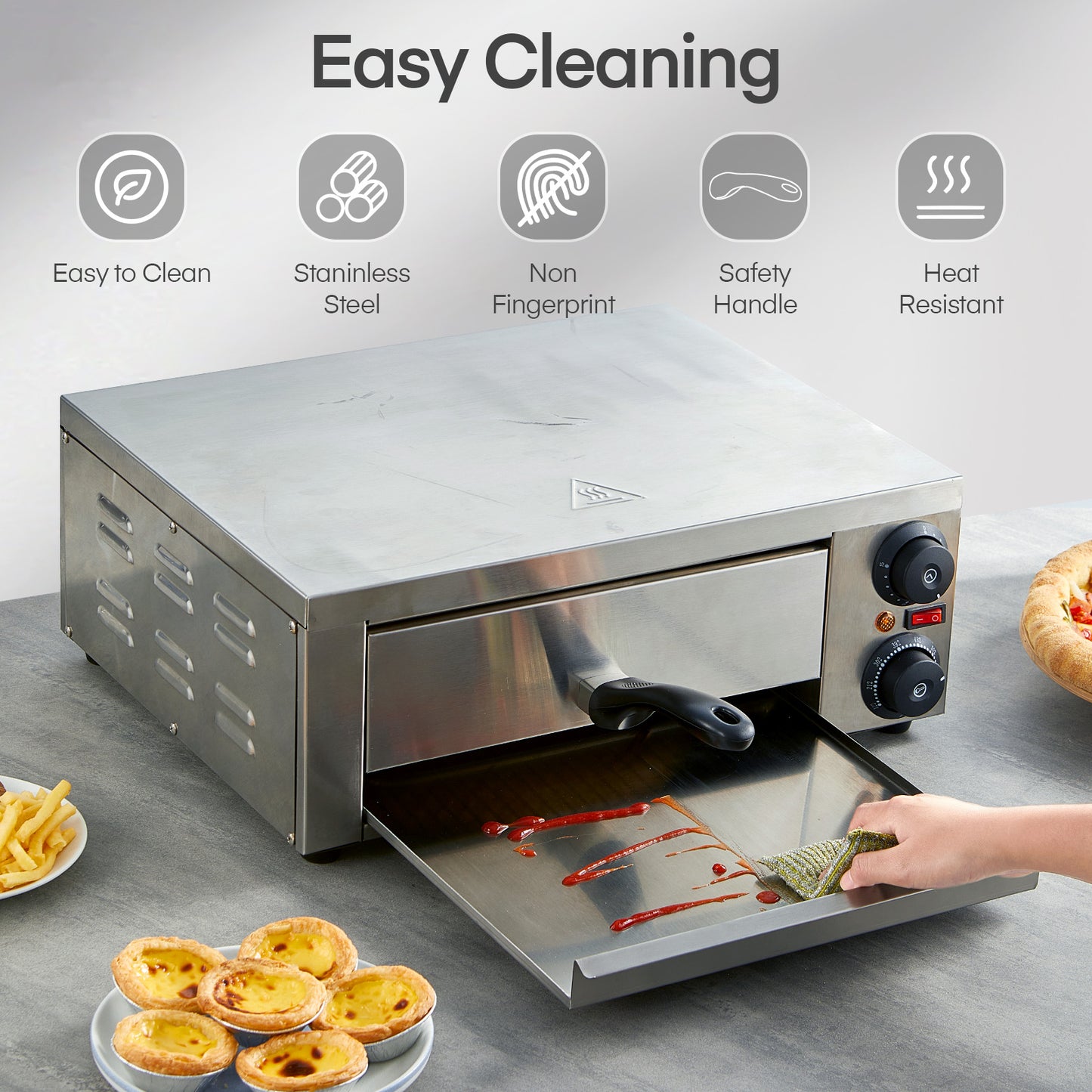Pizzadofen für die Arbeitsplatte, 1500W, 350°C max. Temperatur mit Alarm-Timer, 30 cm Mehrzweck-Pizzamaker für Restaurant, Zuhause, Party