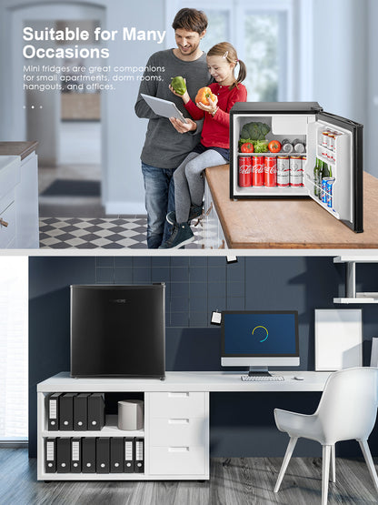 FOHERE 1.6 Cu. Ft. Mini-Kühlschrank mit Gefrierfach oben, Einzeltür, 46L Fassungsvermögen, Schwarz