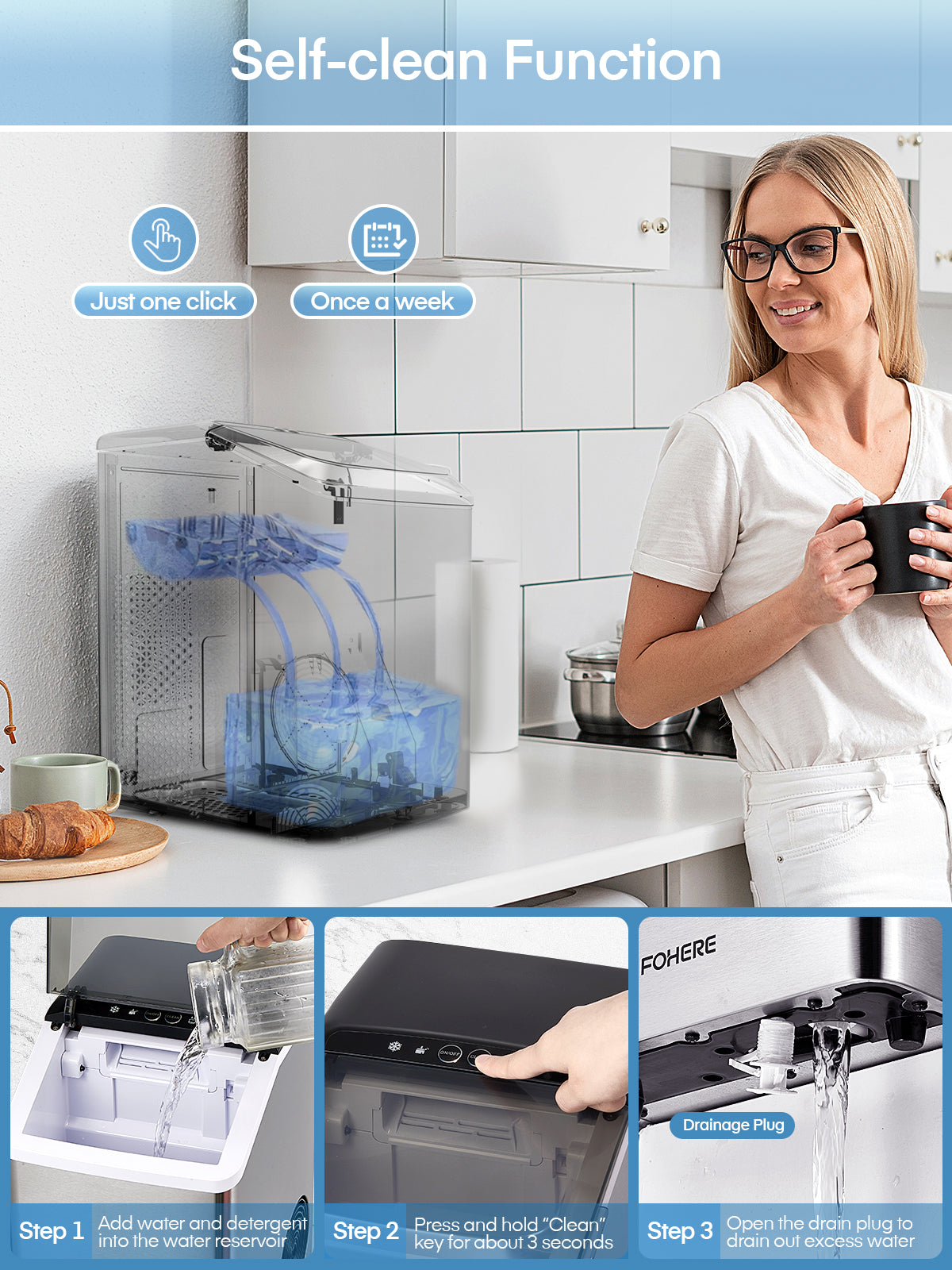 Nugget-Eismaschine für die Arbeitsplatte, 38 Lbs in 24 Std., kaubare Pellet-Eiswürfel, Selbstreinigend, fingerabdruckfreies Edelstahlgehäuse, tragbare Eismaschine mit Eisschaufel und Korb für Zuhause