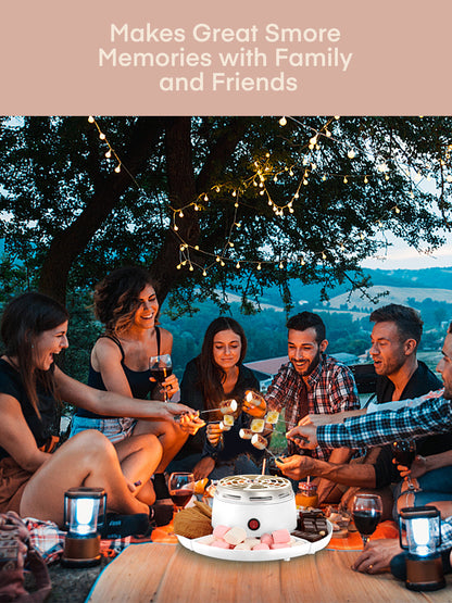 FOHERE Smores Maker für Tischplatte Indoor, mit 4 abnehmbaren Tabletts & 4 Röstgabeln, Geschenk, Weiß