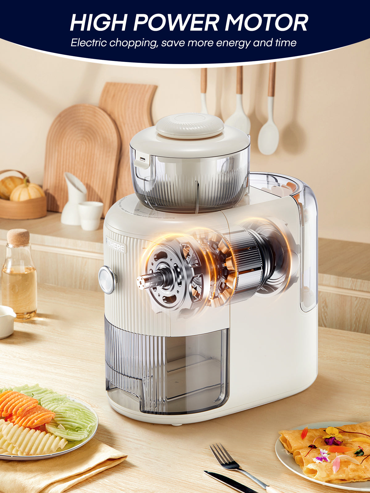 FOHERE 6-in-1 Elektrische Käsereibe, elektrischer Käseschneider mit 6 Edelstahlklingen, Salatzubereiter mit Ein-Knopf-Steuerung für Käse, Gemüse und Obst