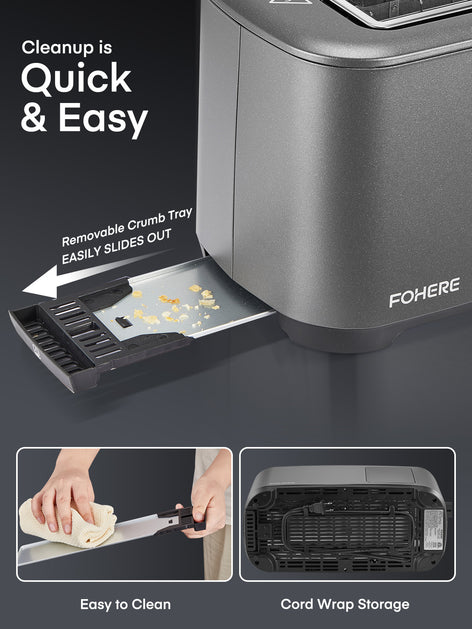 4 Slice Smart Toaster, LCD and Touchscreen, 6 Bread Types & Shade Settings, Retractable Warming Rack, Cancel/Defrost/Reheat Functions, 1400W