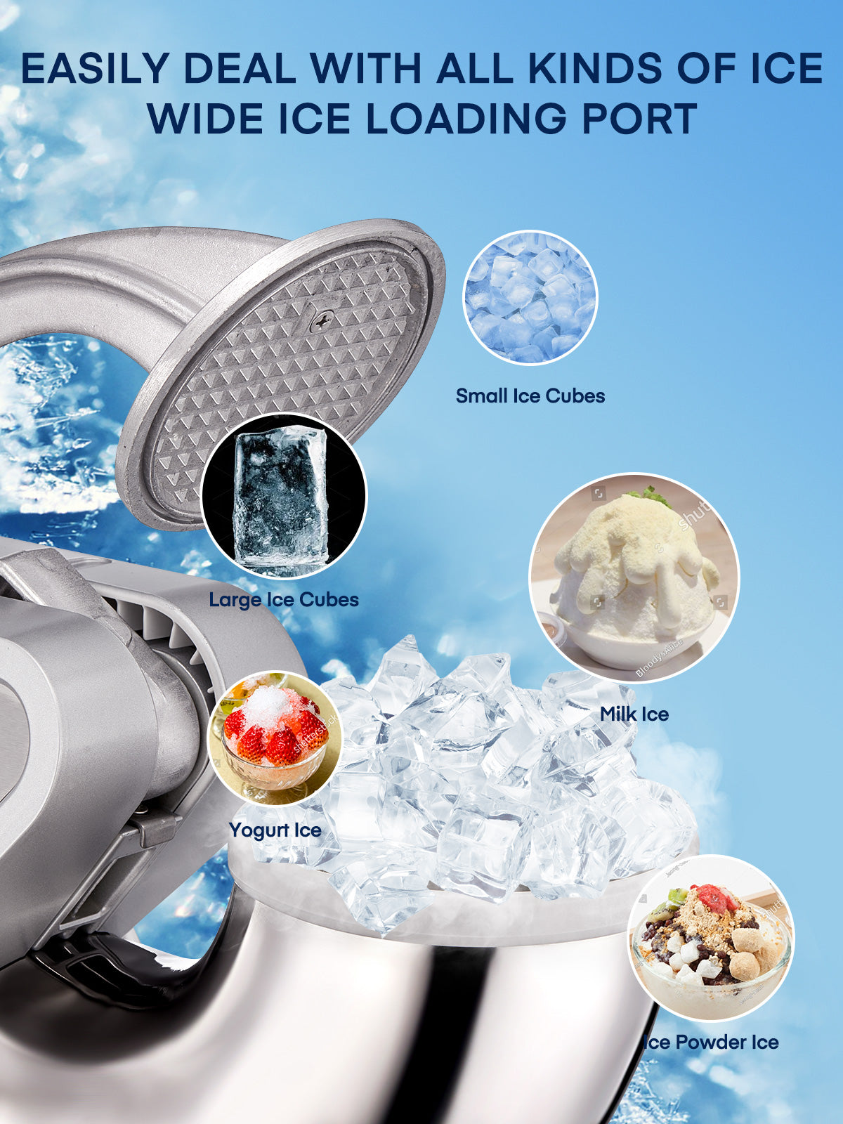 FOHERE 34L Snow Cone Machine, 665LBS/H Commercial Ice Crusher Shaved Ice Machine, 300W Electric Ice Shaver Suitable for Party Activities, Family Gatherings, Events