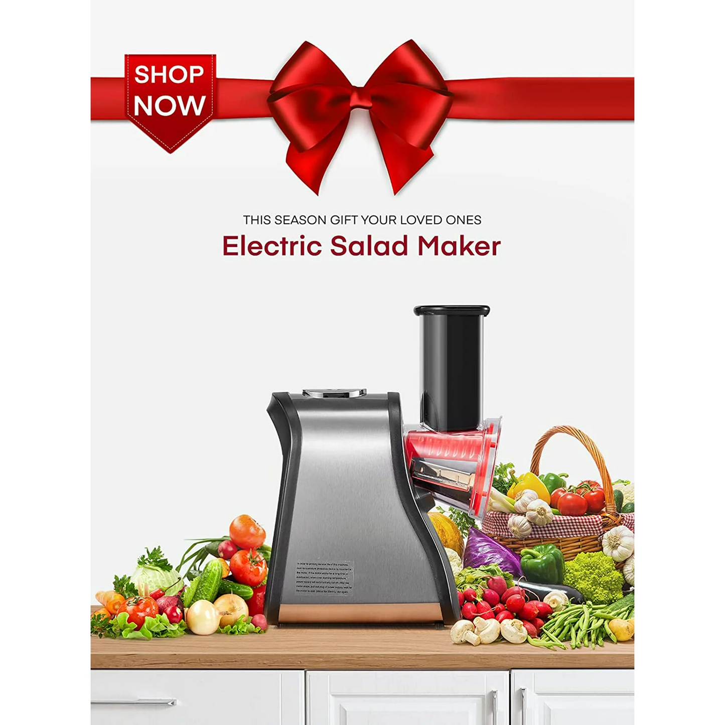 Elektrische Käsereibe, Elektrischer Salatzubereiter für den Heimgebrauch, Ein-Knopf-Bedienung, Elektrische Reibe für Gemüse, Käse und Nüsse, BPA-frei, Rot
