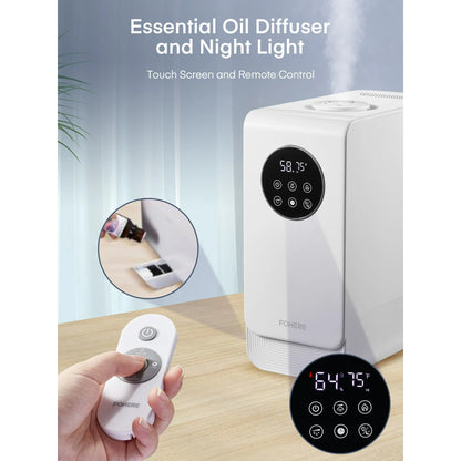 FOHERE Kalt- und Warmluftbefeuchter, einfache Befüllung von oben, 6,5 l großes Fassungsvermögen, Ultraschall-Luftbefeuchter für Schlafzimmer und große Räume, mit Aromaöl-Diffusor, Nachtlicht, Timer, leise, weiß