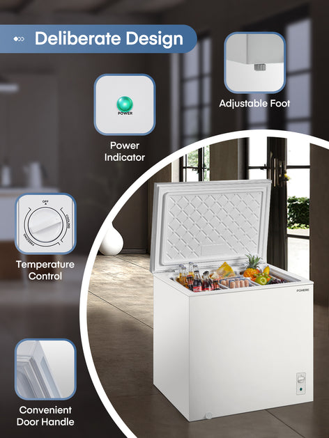 Deep Freezer 7 Cubic Feet, Chest Deep Freezer with 3 Removable Storage Baskets, Compact Small Freezers