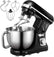 5.5QT Stand Mixer Electric with Double Dough Hook, Wire Whip & Beater, 6+ P Speed Tilt-Head Food Mixer, Pouring Shield for Home Cooking, Dishwasher Safe Stainless Steel Bowl with Handle, Black