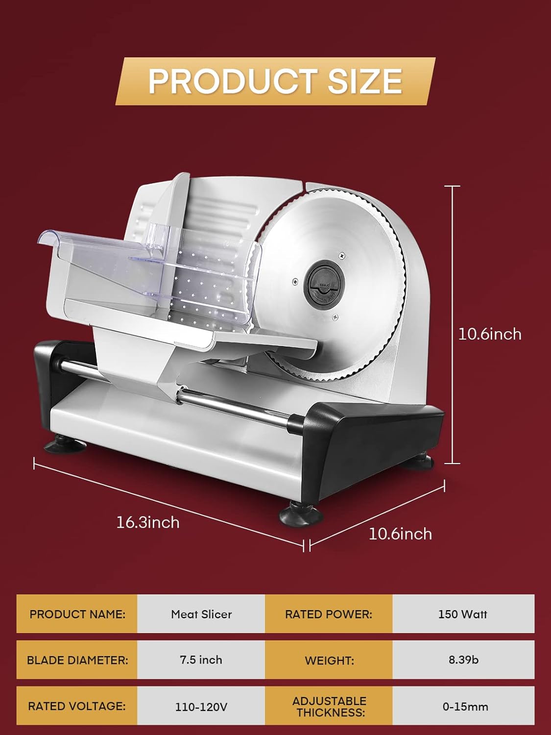 Meat Slicer 200 Watt for Home Use, Electric Food Slicer with “Two” Upgrade 7.5" Sharp Stainless Steel Blade(Serrated + Smooth) & 0-15mm Precise Thickness Cut Deli Food, Meat, Bread, Fruit, Vegetable