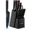 Knife Set with Block 13 Pieces Stainless Steel Knive Sets for Kitchen with Built-in Sharpener Sharp Black Kitchen Knife Block Set with Anti-slip Handle,Black