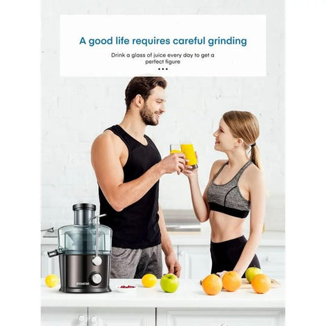 Juicer Extractor, 800W Juicer Machine with 3" Wide Mouth, Easy to Clean, Anti-Slip, Drip-proof, BPA Free, Black.