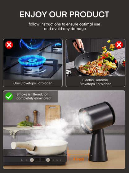 Tragbare Dunstabzugshaube, 3 Stufen mit Doppelfilter, für Wohnmobile, Hot Pot Kochen, Grillluftreiniger