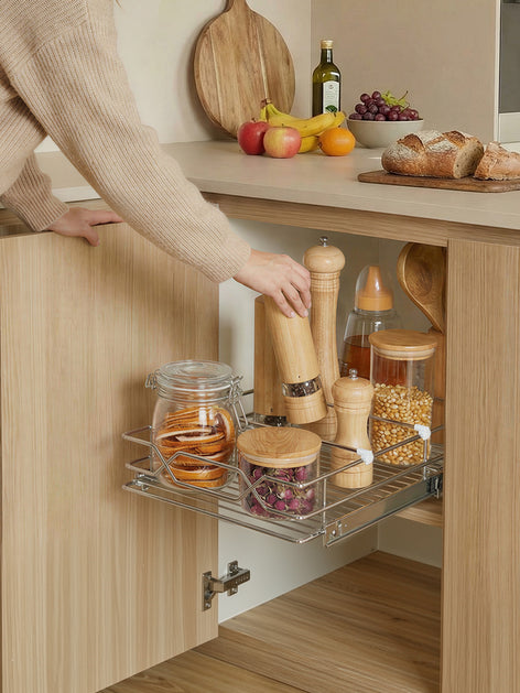 FOHERE Pull Out Cabinet Organizer 11.6" x 21", Slide Out Cabinet Organizer for Kitchen Organizers and Storage, Slide Out Drawers for Kitchen Cabinets
