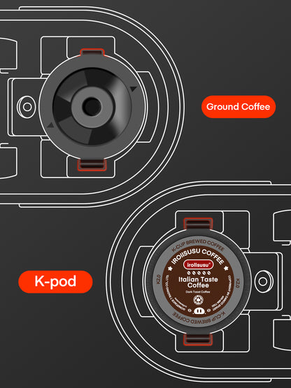 FOHERE Kaffeemaschine, Einzelportion, Eiskaffee und heißer Kaffeezubereiter für K-Pods & gemahlenen Kaffee