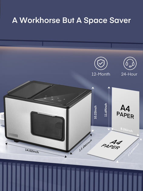 Countertop Nugget Ice Maker Newest Version, 40Lbs per Day, 5 Mins Ice Output, Self-Clean, Fingerprint-free Stainless Steel, Glossy Glass Touch Panel, FOHERE