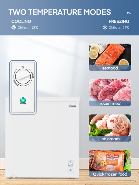 Deep Freezer 7 Cubic Feet, Chest Deep Freezer with 3 Removable Storage Baskets, Compact Small Freezers