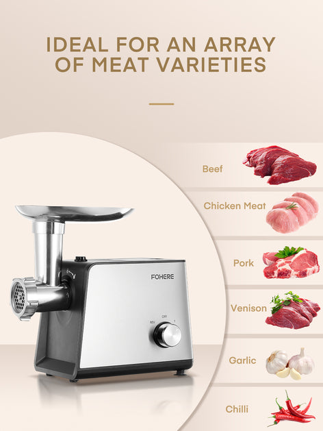 Electric Meat Grinder, 3200W Max Heavy Duty Stainless Steel Meat Mincer with 2 Blades, 3 Grinding Plates, 3 Sausage Stuffer Tubes & Kubbe Kit for Home & Kitchen & Deer Meat Processing Using