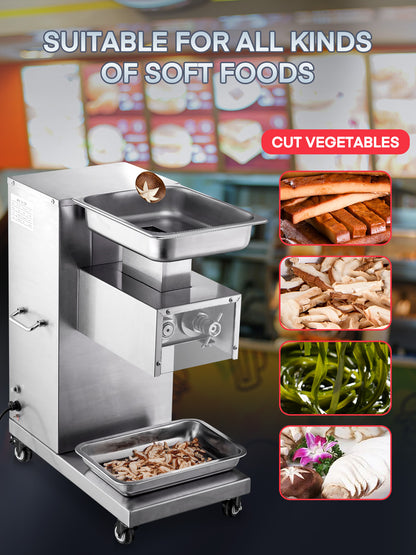 750W Professionelle Elektrische Frischfleisch-Schneidemaschine, 2,5mm Klinge, Abnehmbarer Fleischschneider, 300 kg/h, 110V Edelstahl Fleischschneider Häcksler Restaurant für Knochenloses Fleisch