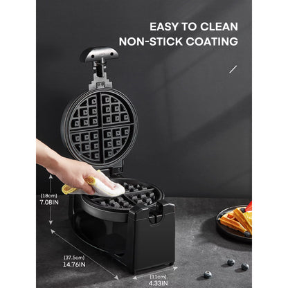180° Flip Belgian Waffeleisen, 1100W, Schwarz/Silber