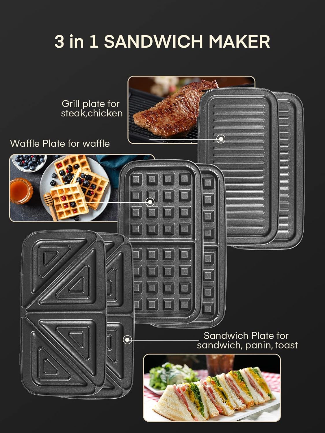 3-in-1 Grill, Sandwich, and Waffle-Maker