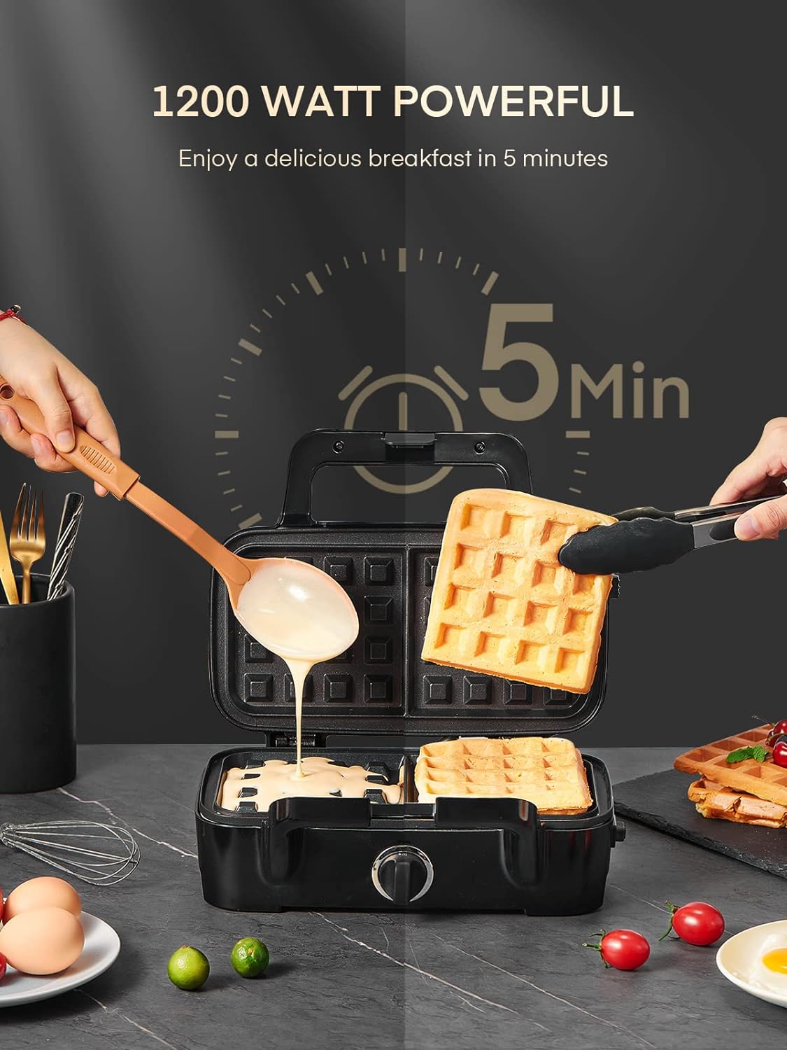 Sandwich Maker, Waffle Maker with Removable Plates, Electric Panini Press  Grill