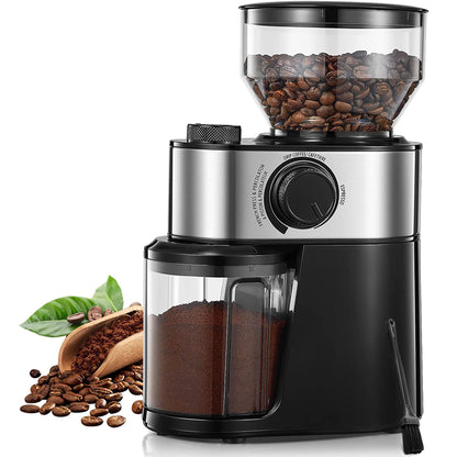 Elektrische Kaffeemühle FOHERE, 200W Upgrade, 18 präzise Mahlgradeinstellungen, 2-14 Tassen einstellbar, Schwarz