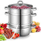FOHERE Juice Steamer Stainless Steel, Fruit & Vegetables 11 Quart Steamer Pot Canning with Hose, Clamp, Lid, Loop Handles, Multipots Kitchen Cookware for Making Juice, Jelly, Sauces