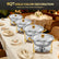 Chafing Dishes for Buffet 4 Pack, 6QT Round Stainless Steel Elegant Gold Stand, 4 Food Pan/Lid, Chafing Dish Buffet Set,  Food Warmers for Parties, Events, Wedding, Camping, Dinner